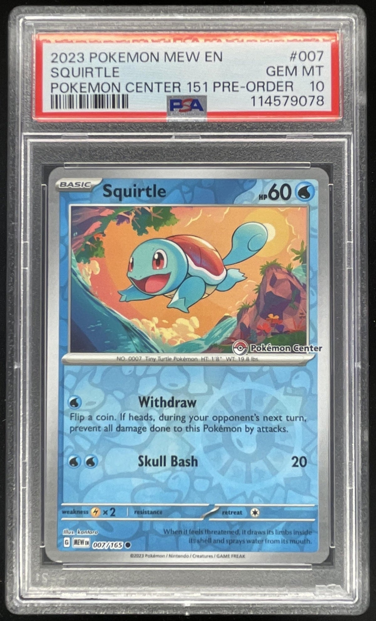 2023 Pokemon Mew Pokemon Center 151 #007 Squirtle PSA 10