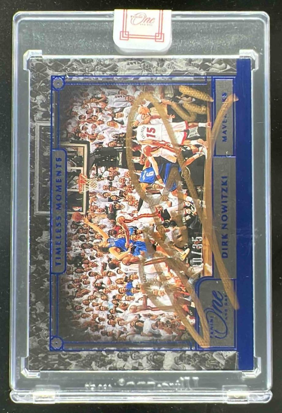 2020-21 Panini One and One Timeless Moments Blue #TML-DNW Dirk Nowitzki Auto /35