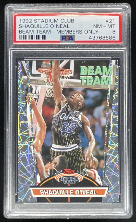 1992-93 Topps Stadium Club Beam Team Members Only #21 Shaquille O'Neal RC PSA 8