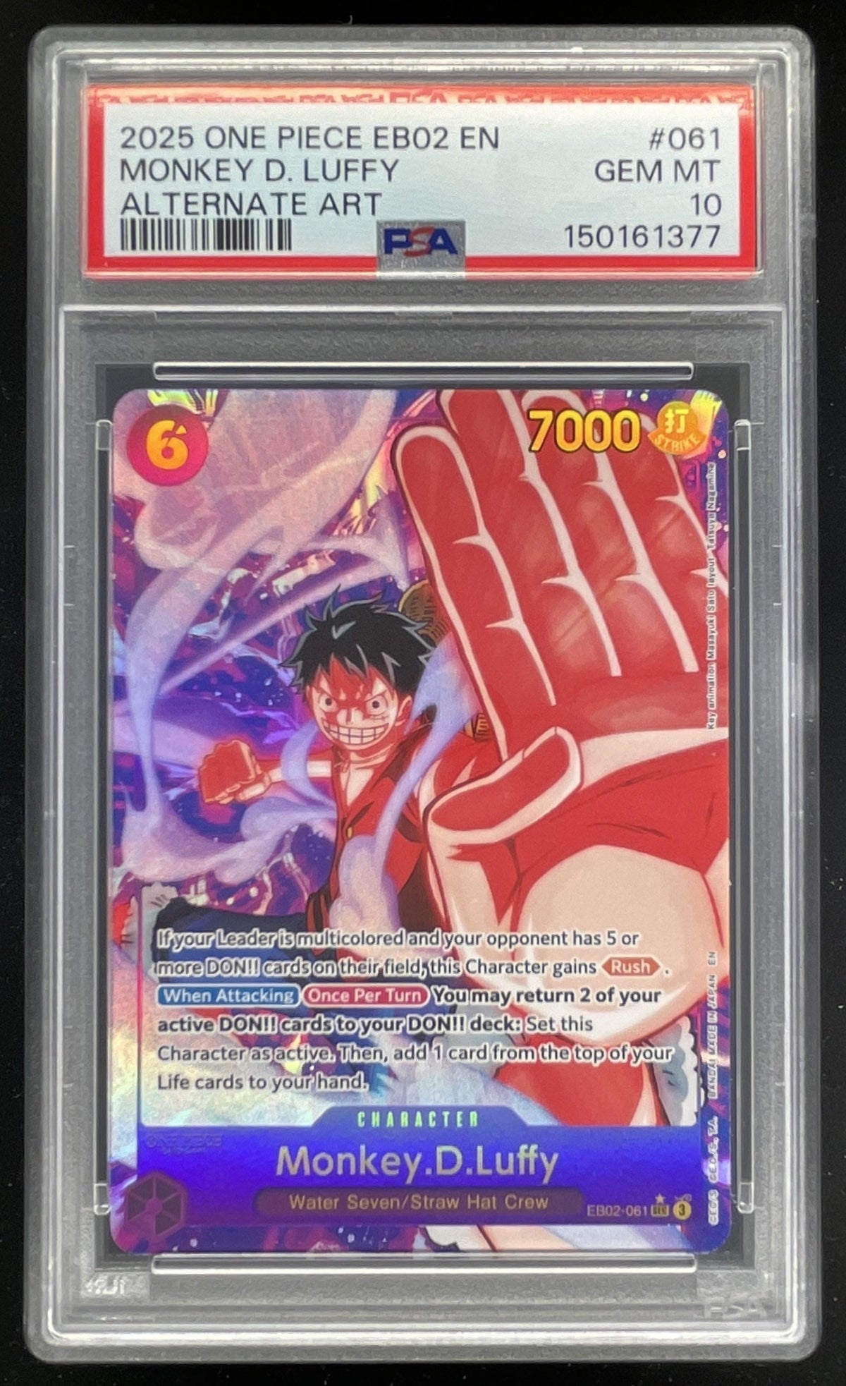 2025 Monkey.D.Luffy 061 Alternate Art Anime 25th Collection EB-02 PSA 10