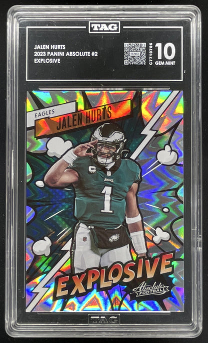 2023 Panini Absolute Explosive #2 Jalen Hurts TAG 10