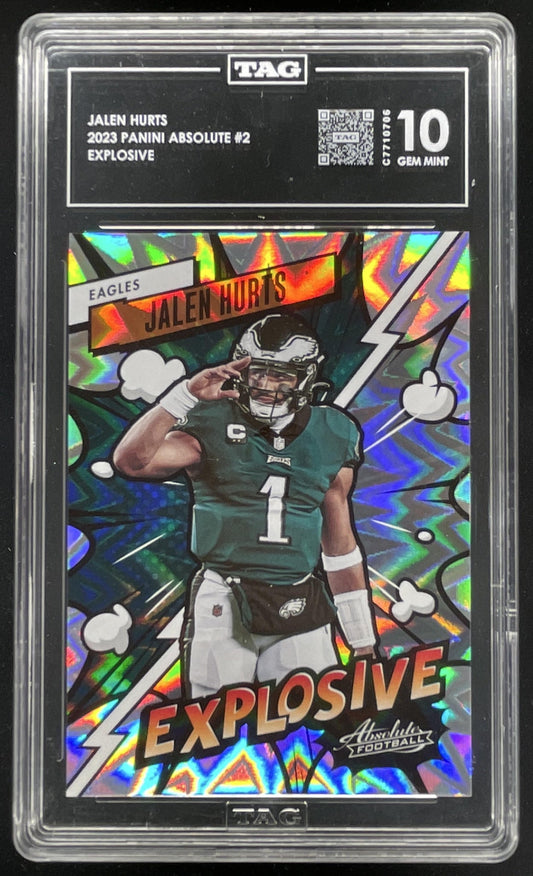 2023 Panini Absolute Explosive #2 Jalen Hurts TAG 10