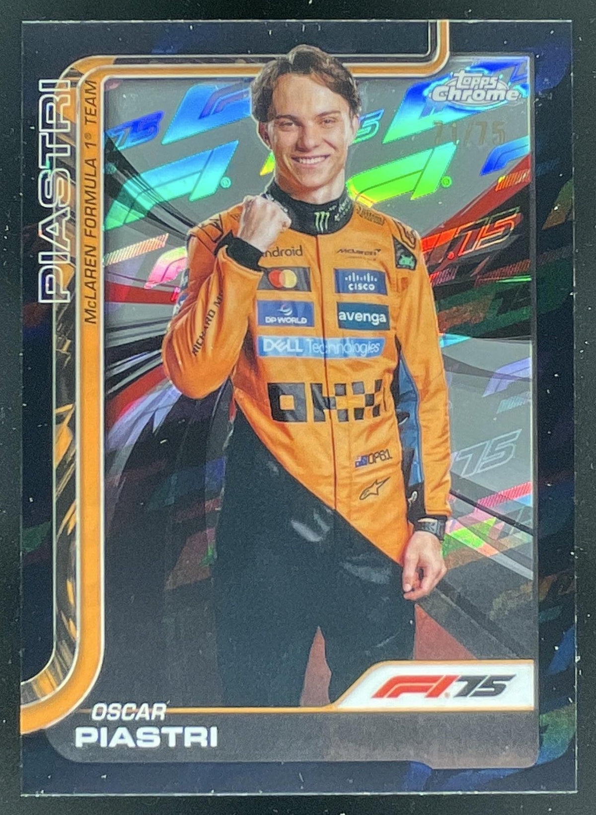2025 Topps Chrome Formula 1 F1 75th Anniversary #6 Oscar Piastri Portrait /75