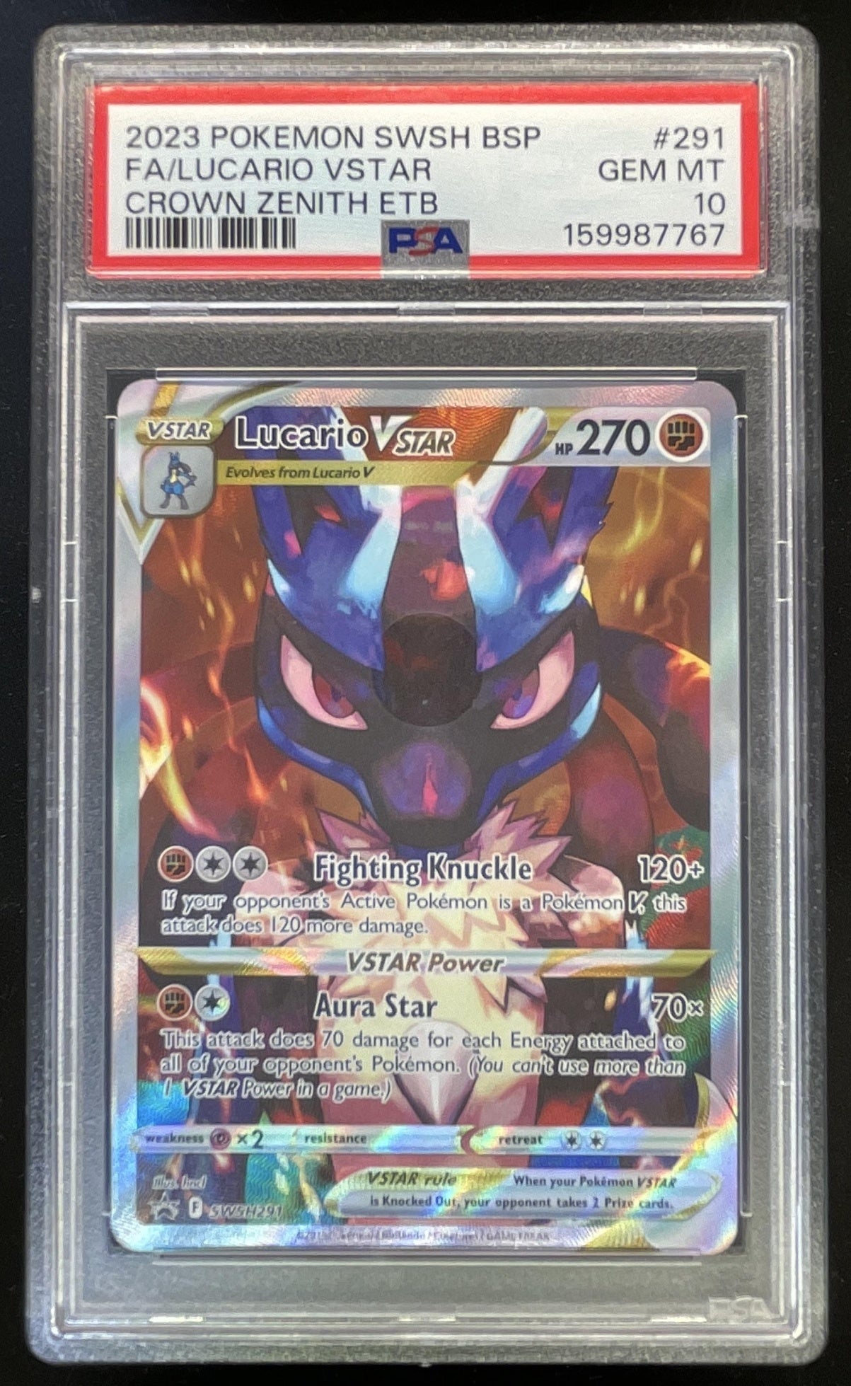 2022 Pokemon Sword & Shield Black Star Promos #SWSH291 Lucario VST PSA 10