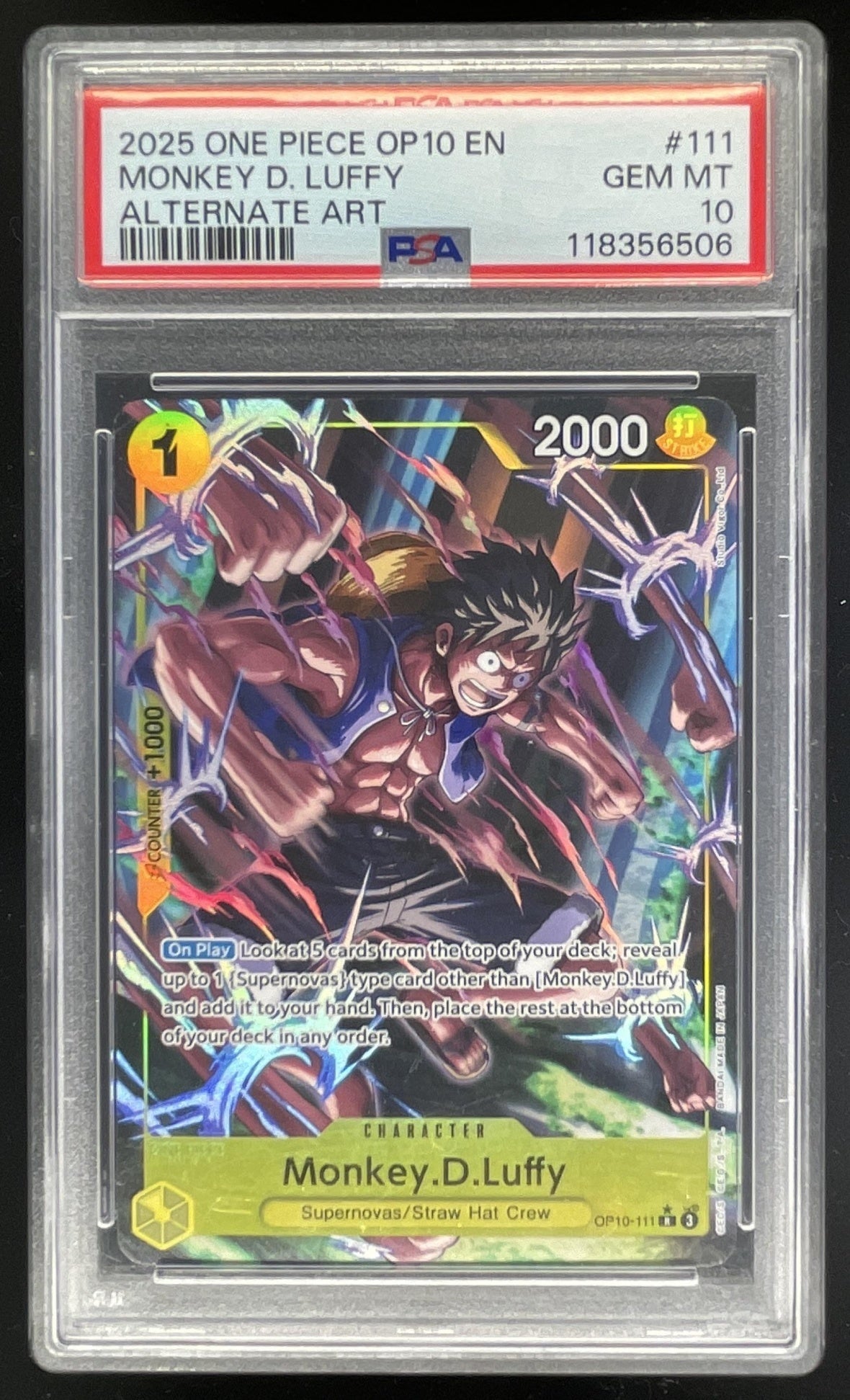 2025 One Piece Royal Blood OP10 Rare #OP10-111 Monkey D. Luffy PSA 10