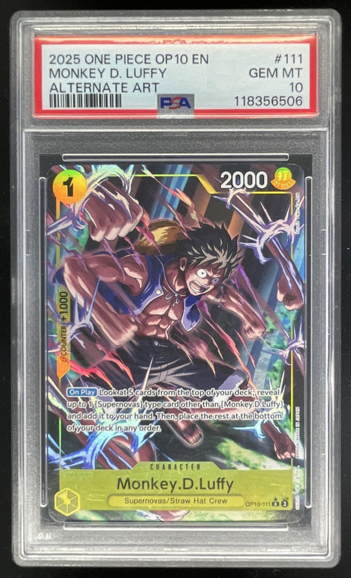 2025 One Piece Royal Blood OP10 Rare #OP10-111 Monkey D. Luffy PSA 10