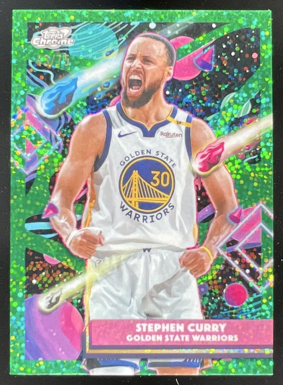 2025-26 Topps Cosmic Chrome Green Space Dust Refractor #18 Stephen Curry /75