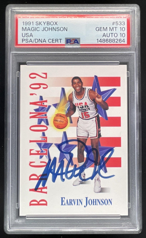 1991-92 Skybox #533 Earvin Johnson PSA/DNA Auto 10 PSA 10