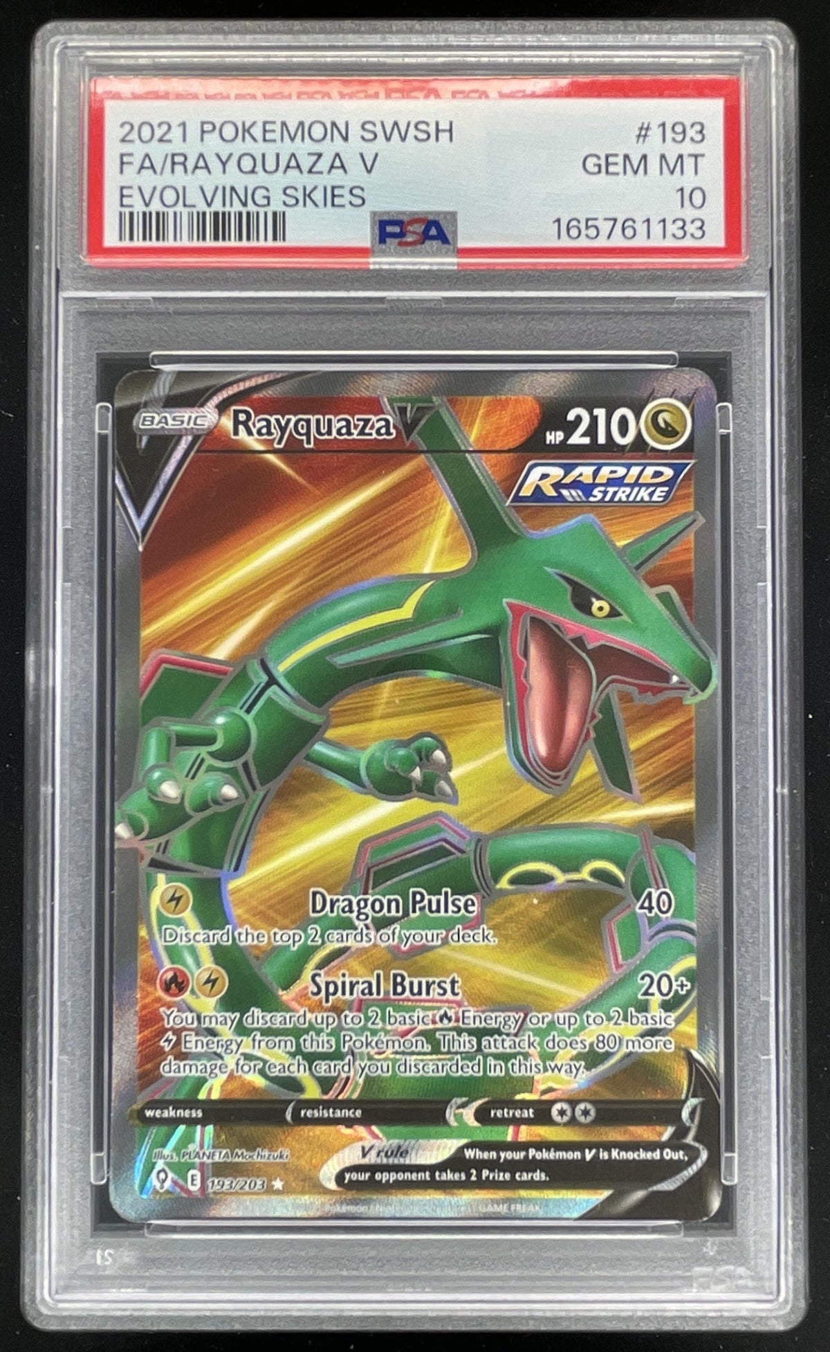 2021 Pokemon Sword & Shield Evolving Skies #193/203 Rayquaza V Alternate PSA 10