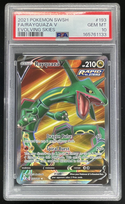2021 Pokemon Sword & Shield Evolving Skies #193/203 Rayquaza V Alternate PSA 10