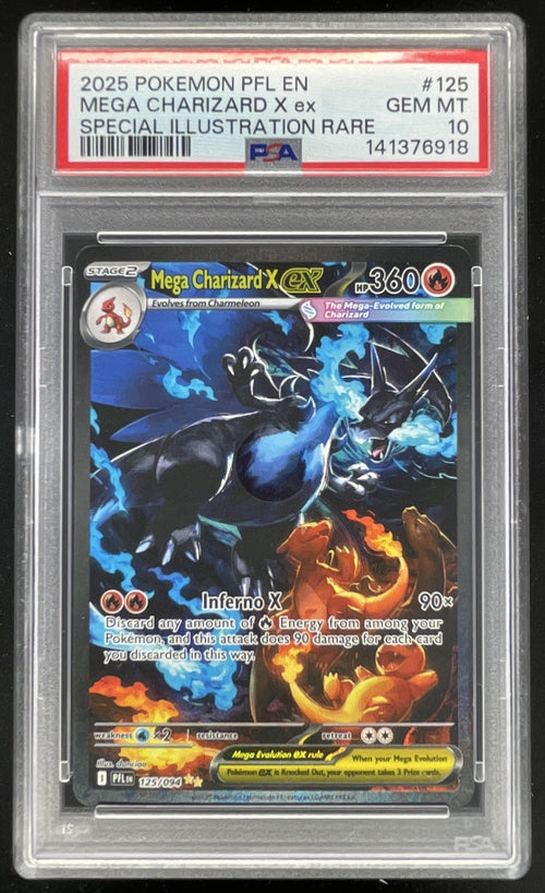 2025 Pokemon Phantasmal Flames #125/094 Mega Charizard X ex Special Rare PSA 10