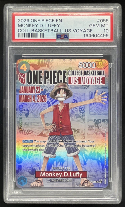 2026 One Piece College Basketball US Voyage #P-055 Monkey D. Luffy PSA 10