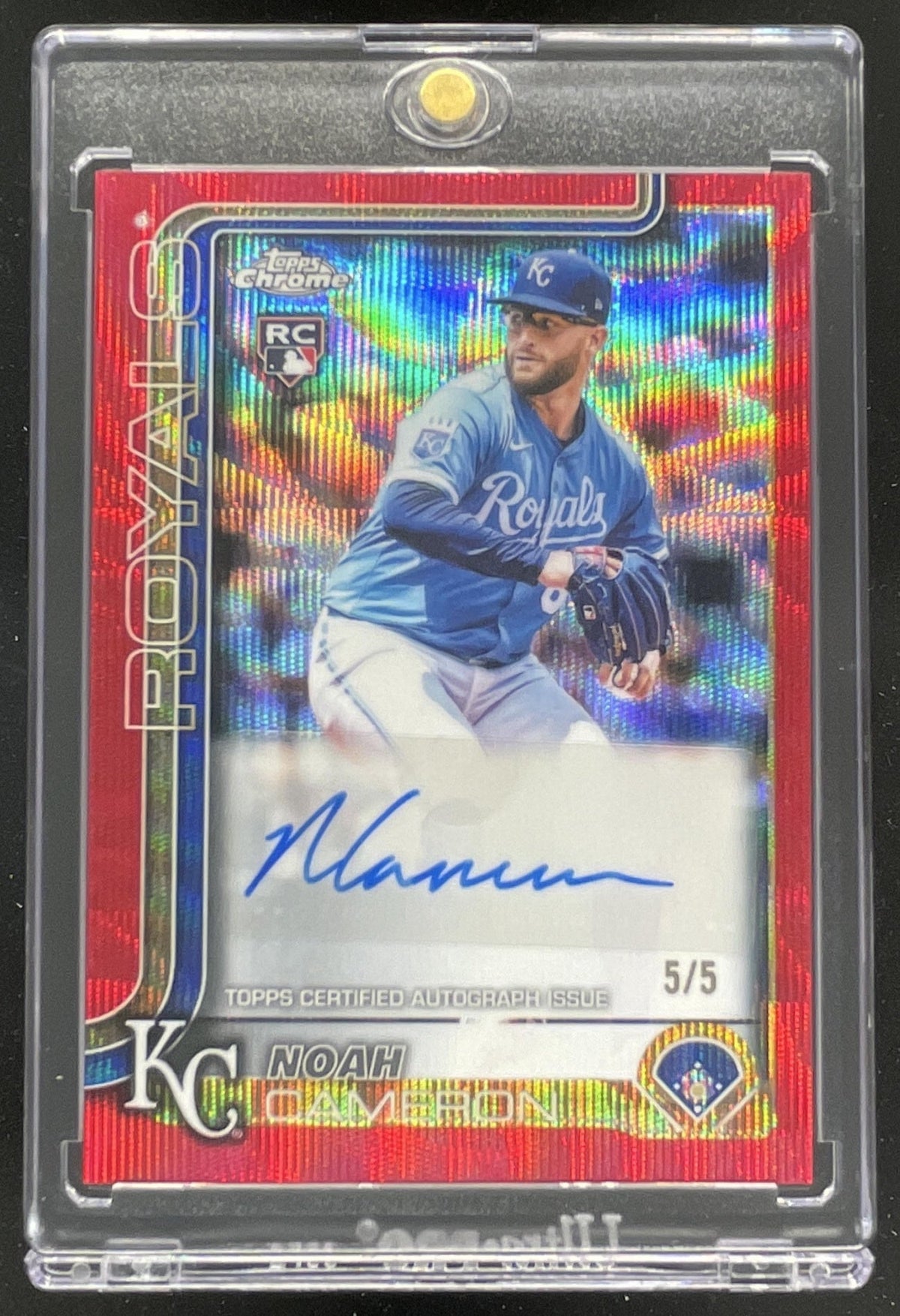 2025 Topps Chrome Update Red Wave #AC-NC Noah Cameron RC Auto /5
