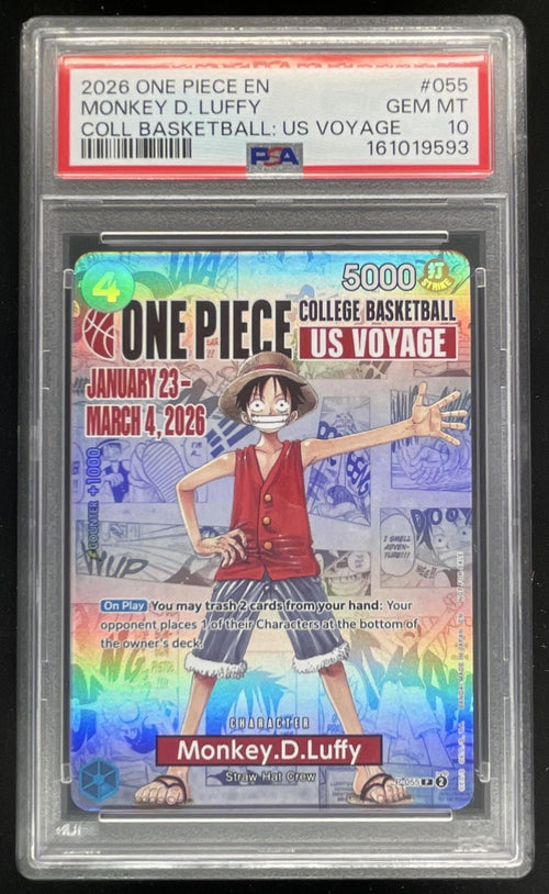 2026 One Piece College Basketball US Voyage #P-055 Monkey D. Luffy PSA 10