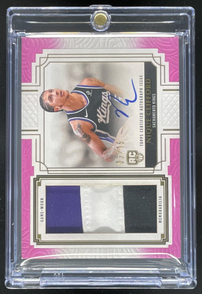 2025-26 Topps Definitive Collection Patch Pink Nique Clifford RC Auto /15