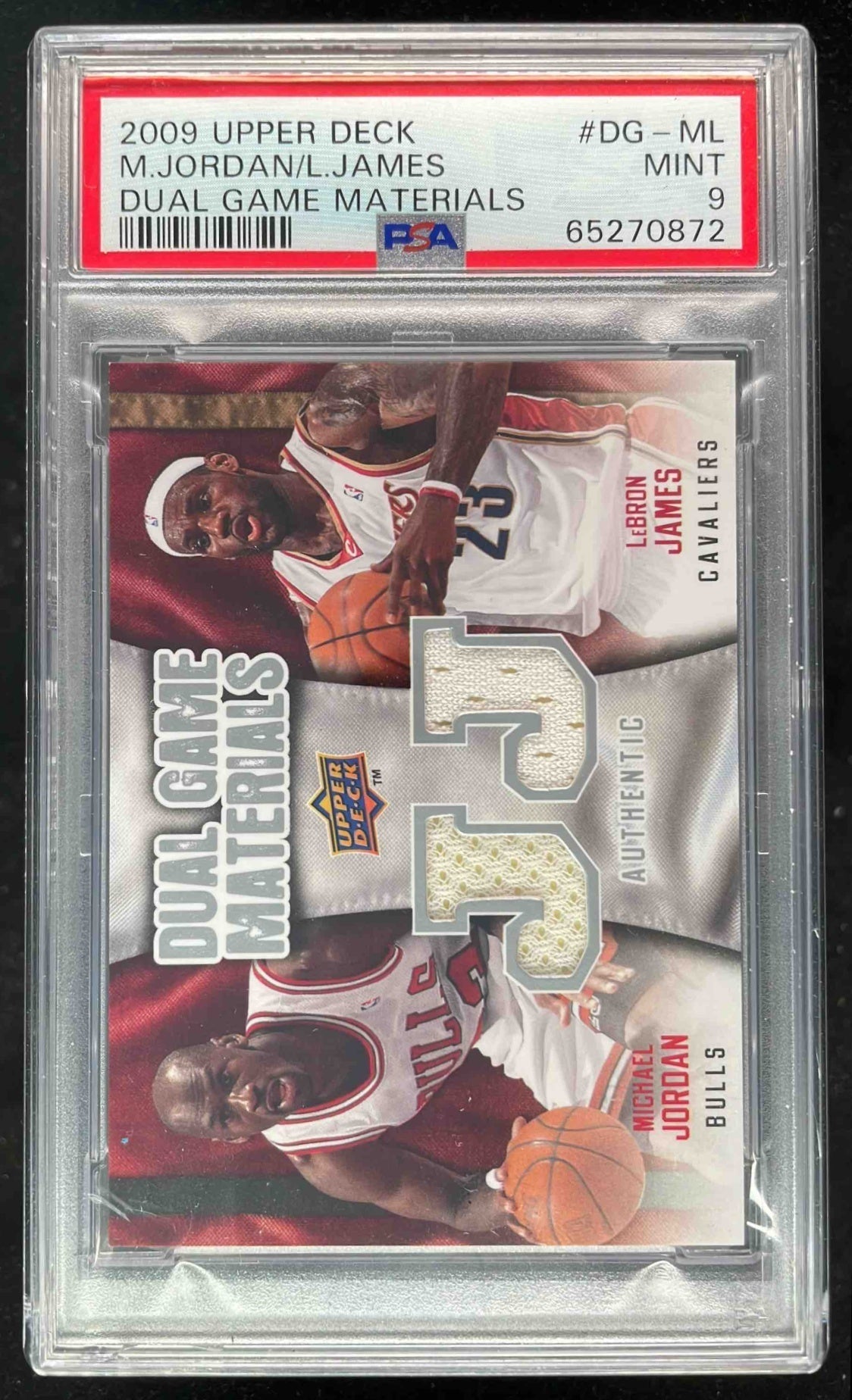 2009-10 Upper Deck Dual Game Materials #DG-ML Michael Jordan LeBron James PSA 9