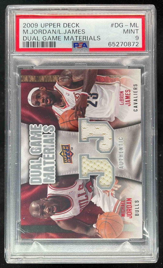 2009-10 Upper Deck Dual Game Materials #DG-ML Michael Jordan LeBron James PSA 9