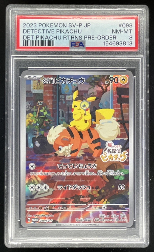 2023 Pokemon SV Black Star Promos JP #098/SV-P Detective Pikachu PSA 8