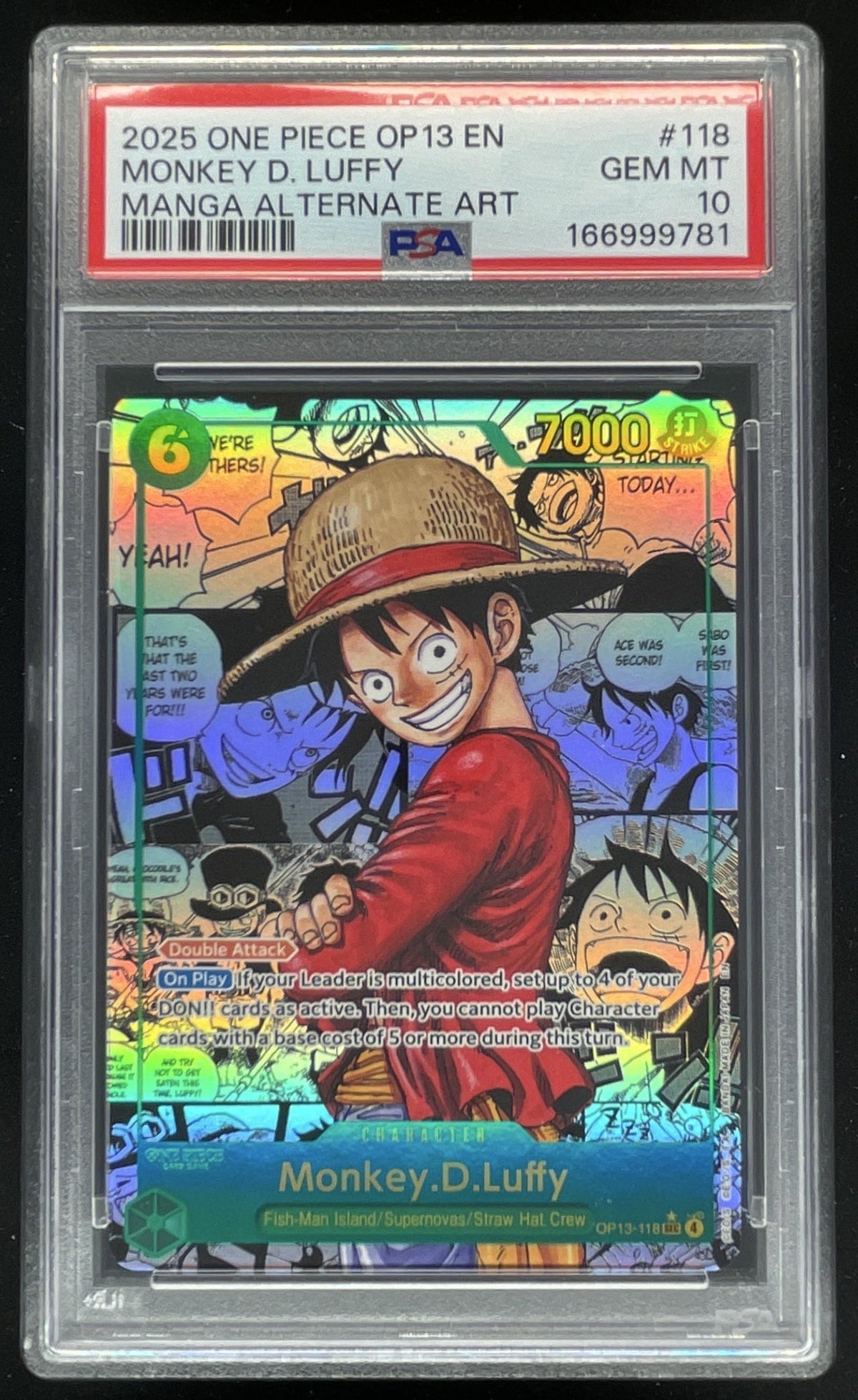 2025 One Piece Carrying On His Will Manga Art #118 Monkey D. Luffy SSP PSA 10