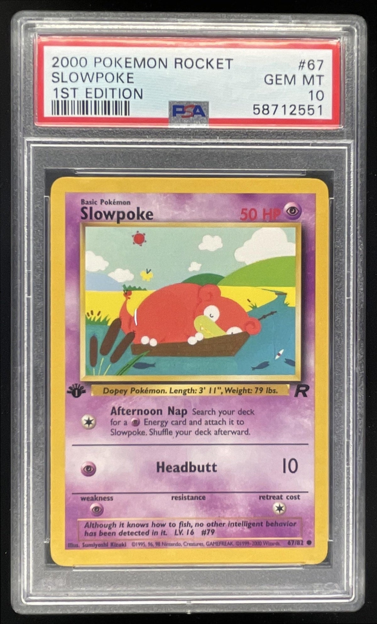 2000 Pokemon Team Rocket First Edition #67/82 Slowpoke PSA 10