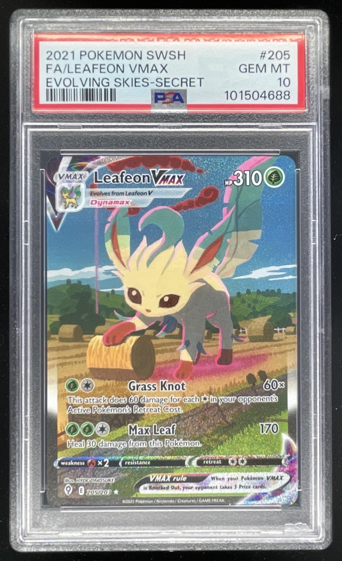 2021 Pokemon Sword & Shield Evolving Skies #205/203 Leafeon VMAX PSA 10