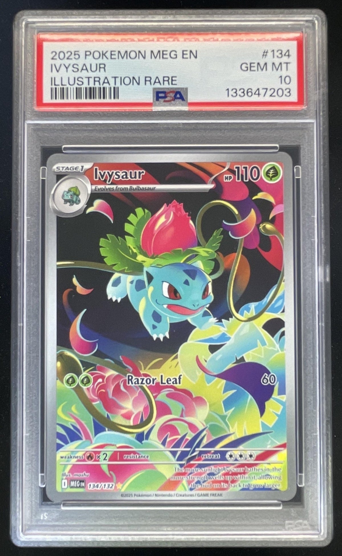 2025 Pokemon Mega Evolution #134/132 Ivysaur Illustration Rare PSA 10
