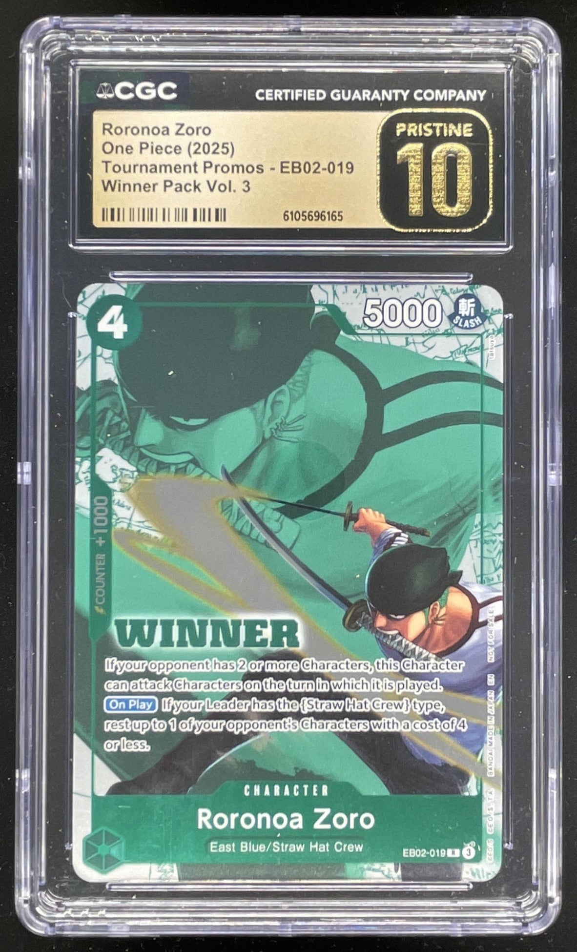 2025 One Piece Anime 25th Collection #EB02-019 Roronoa Zoro Rare CGC 10