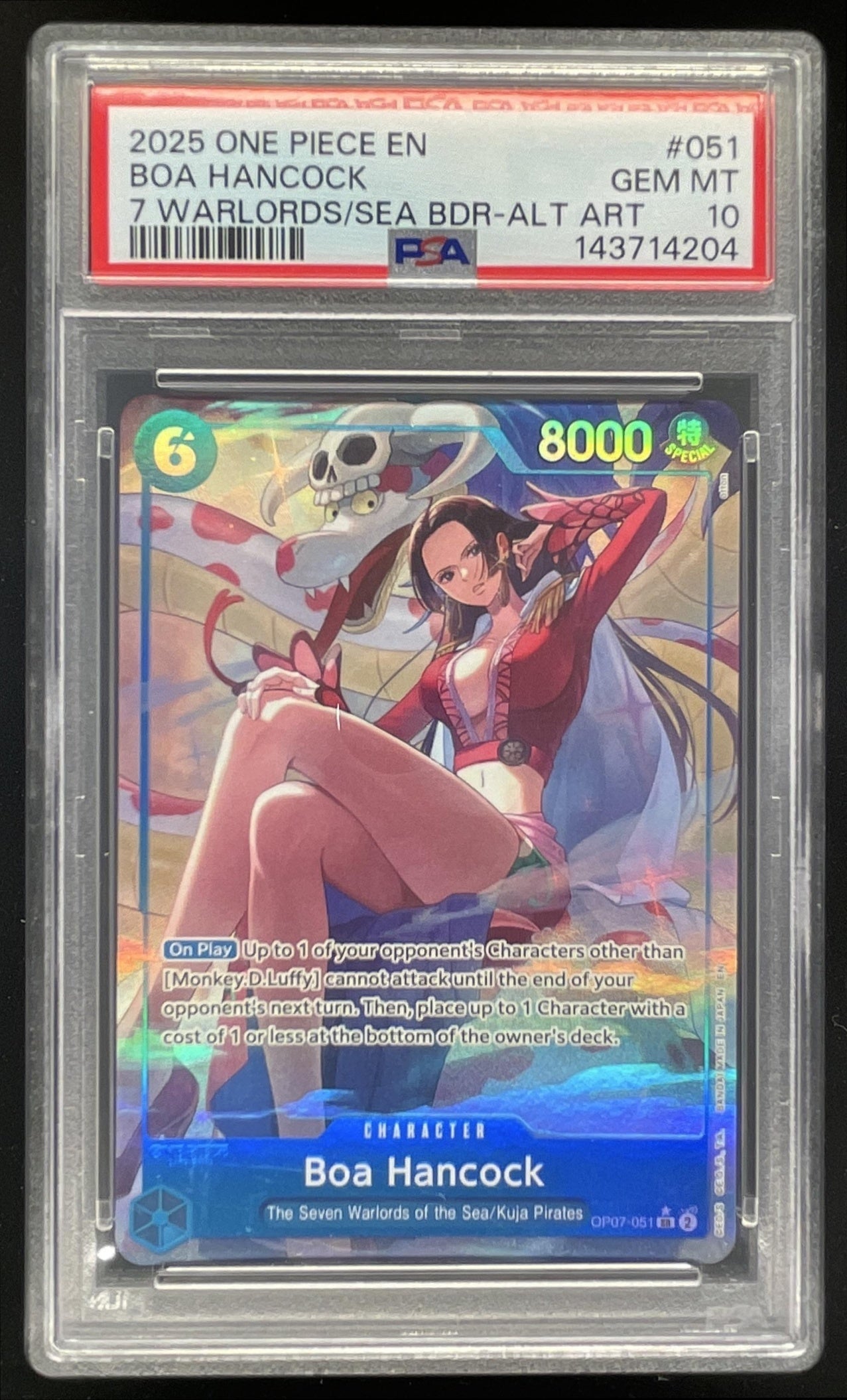 2025 One Piece Seven Warlords Sea #OP07-051 Boa Hancock Alternate Art PSA 10