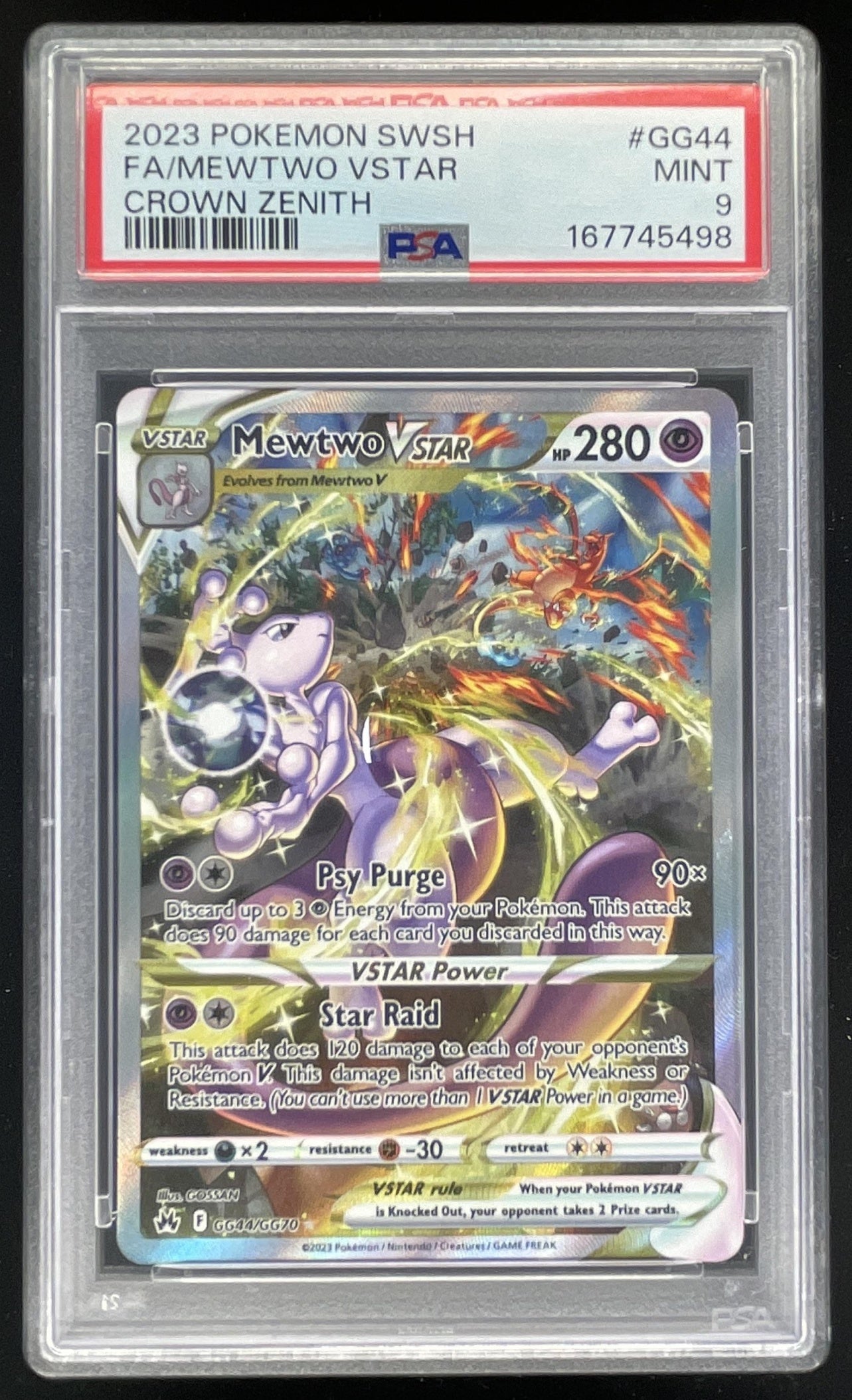 2023 Pokemon Sword & Shield Crown Zenith Galarian Gallery #GG44 Mewtwo PSA 9