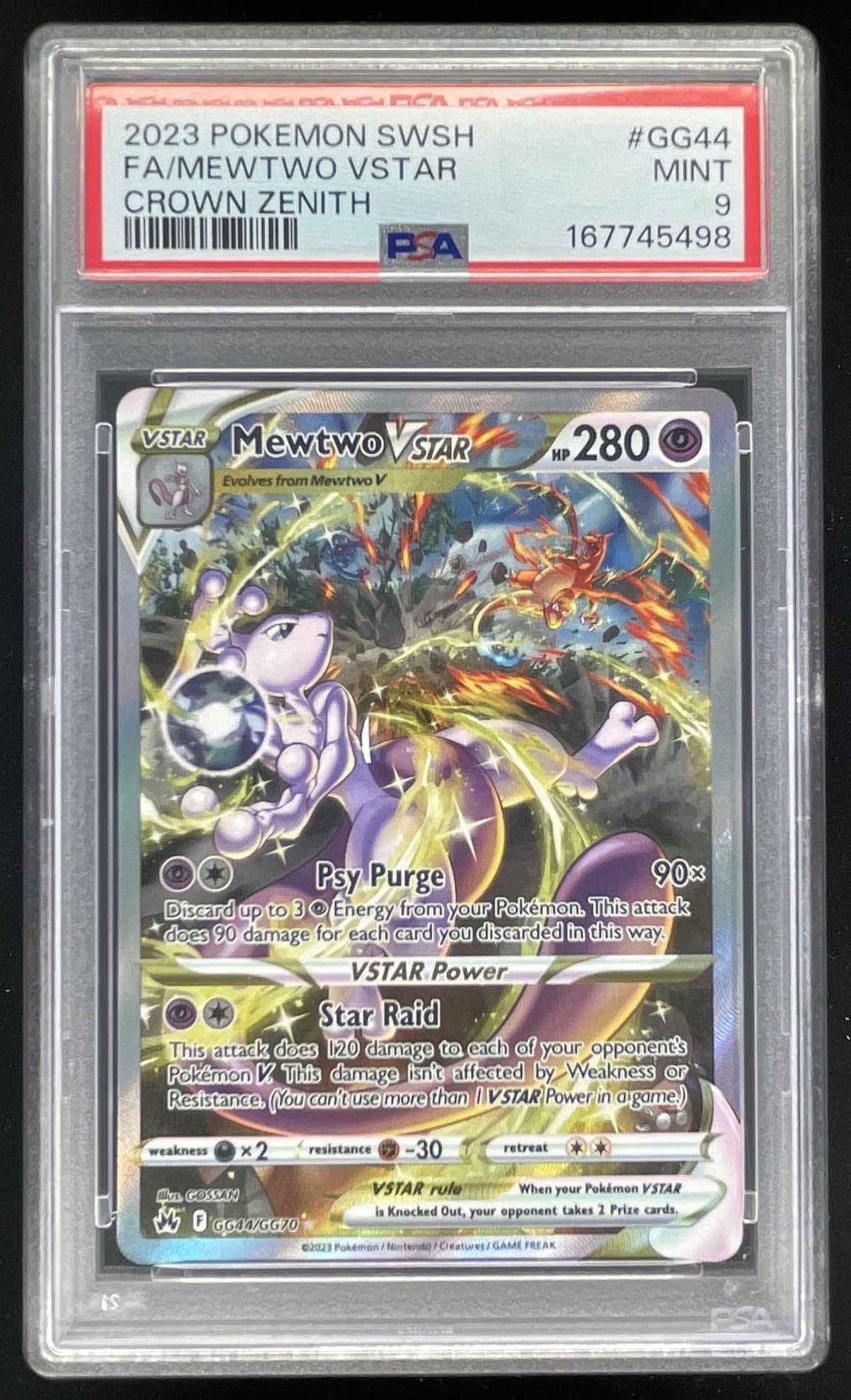 2023 Pokemon Sword & Shield Crown Zenith Galarian Gallery #GG44 Mewtwo PSA 9