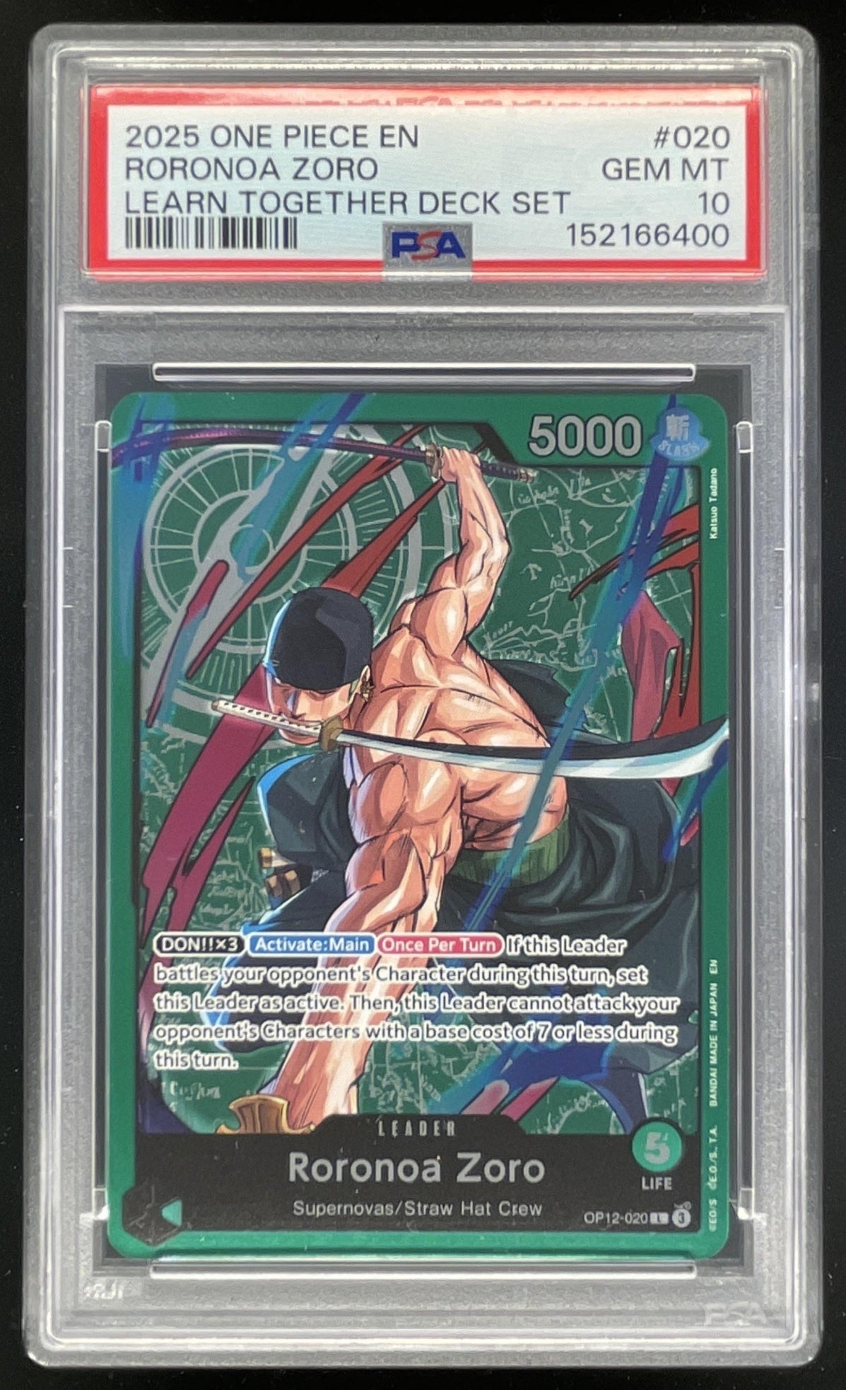 2025 One Piece English Learn Together Set #020 Roronoa Zoro PSA 10