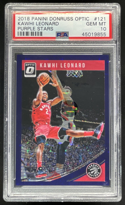 2018-19 Panini Donruss Optic Purple Stars FOTL #121 Kawhi Leonard /13 PSA 10