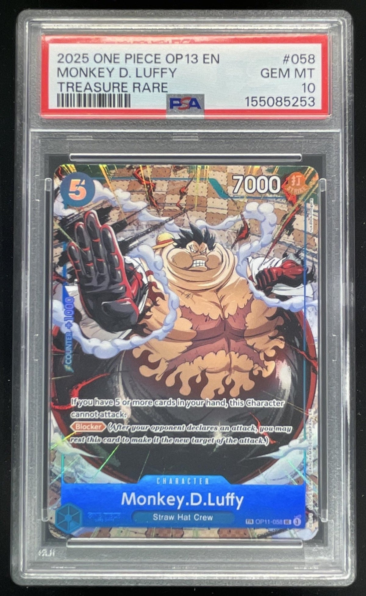 2025 One Piece A Fist of Divine Speed Uncommon #OP11-058 Monkey D. Luffy PSA 10