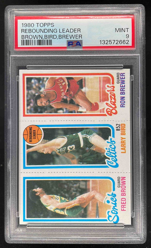 1980-81 Topps Fred Brown Larry Bird Ron Brewer PSA 9