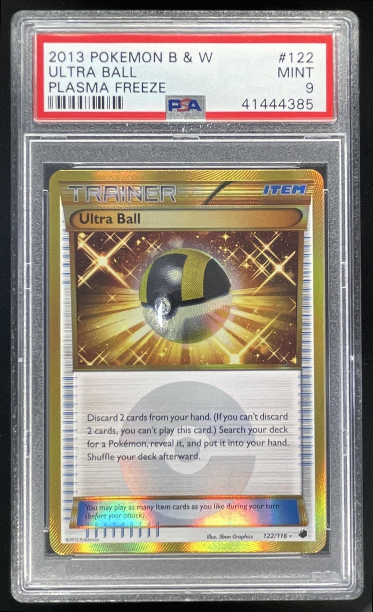 2013 Pokemon Black & White Plasma Freeze #122/116 Ultra Ball PSA 9