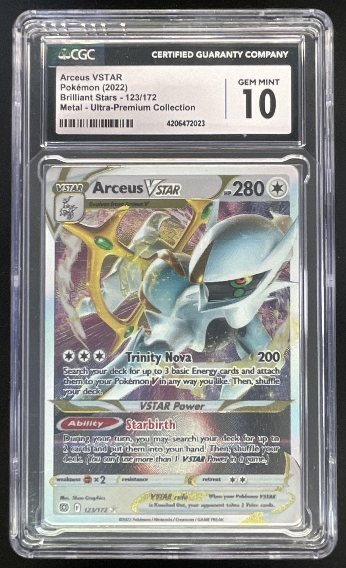2022 Pokemon Sword & Shield Brilliant Stars Promos #123/172 Arceus VST CGC 10
