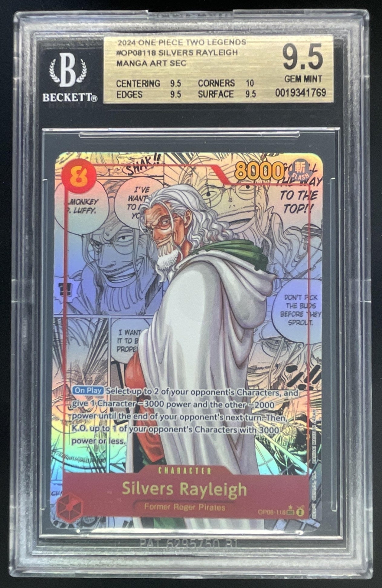 2024 One Piece Two Legends Silvers Rayleigh Manga Art Secret BGS 9.5