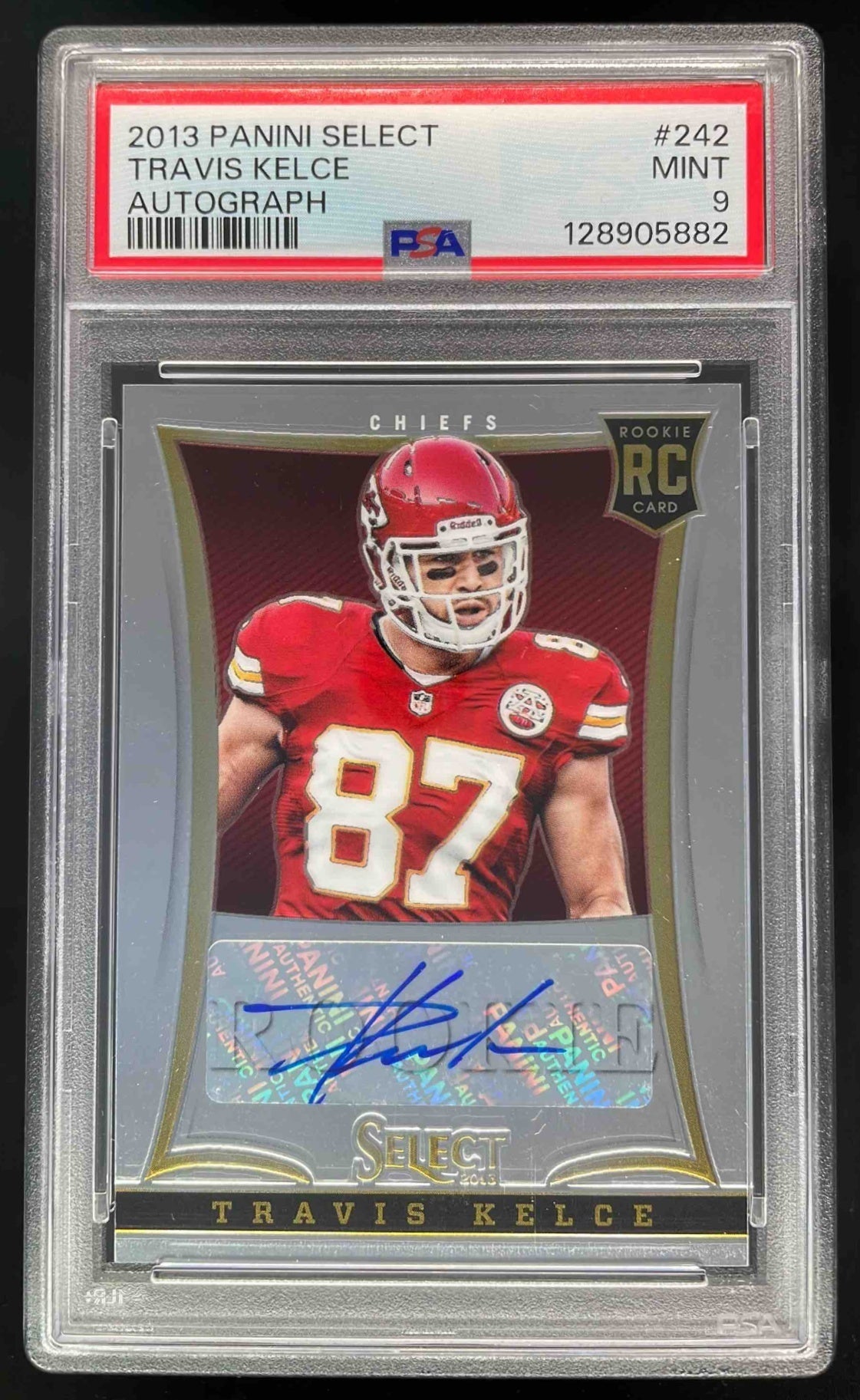 2013 Panini Select Rookie Autographs #242 Travis Kelce RC Auto /499 PSA 9