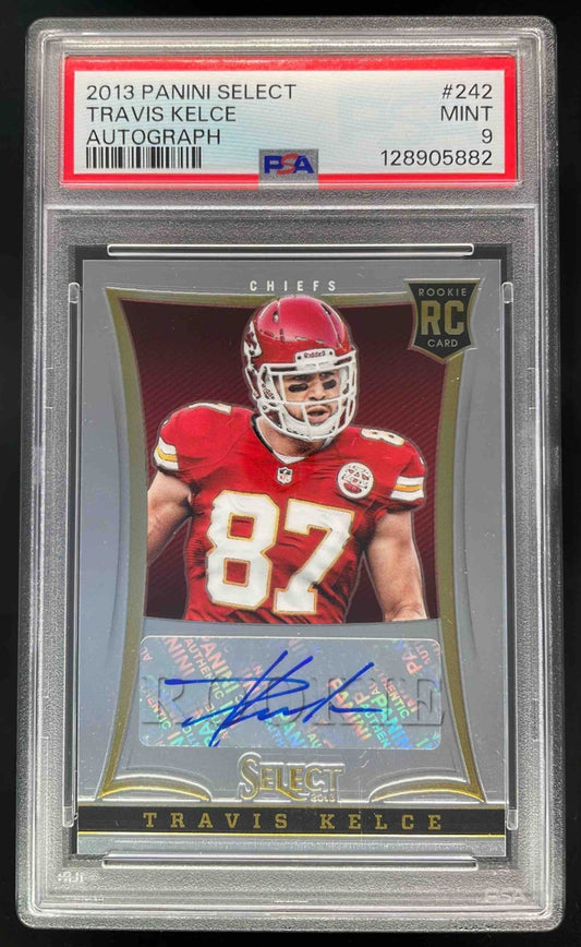 2013 Panini Select Rookie Autographs #242 Travis Kelce RC Auto /499 PSA 9