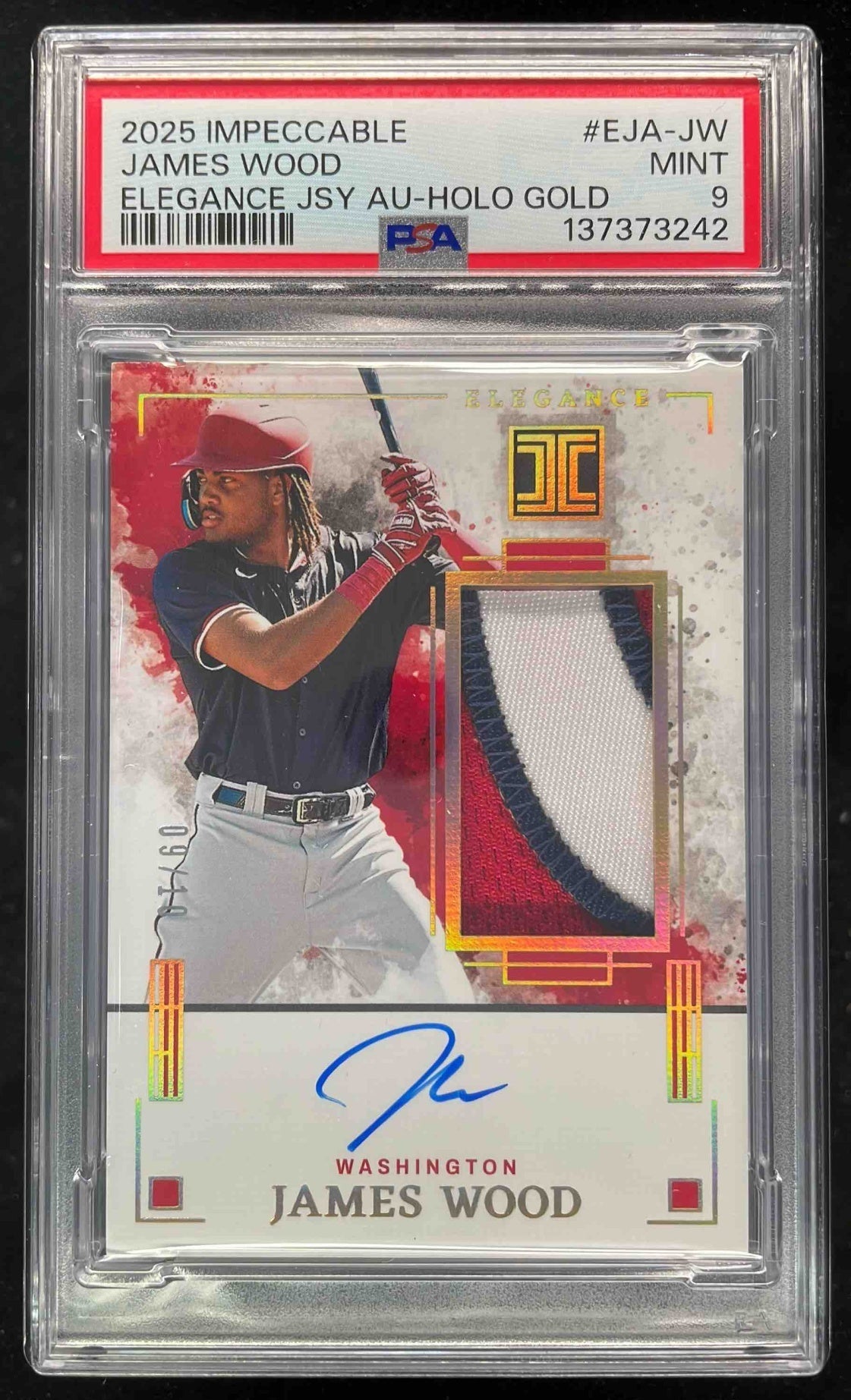 2025 Impeccable Elegance Jersey Holo Gold #EJA-JW James Wood Auto /10 PSA 9