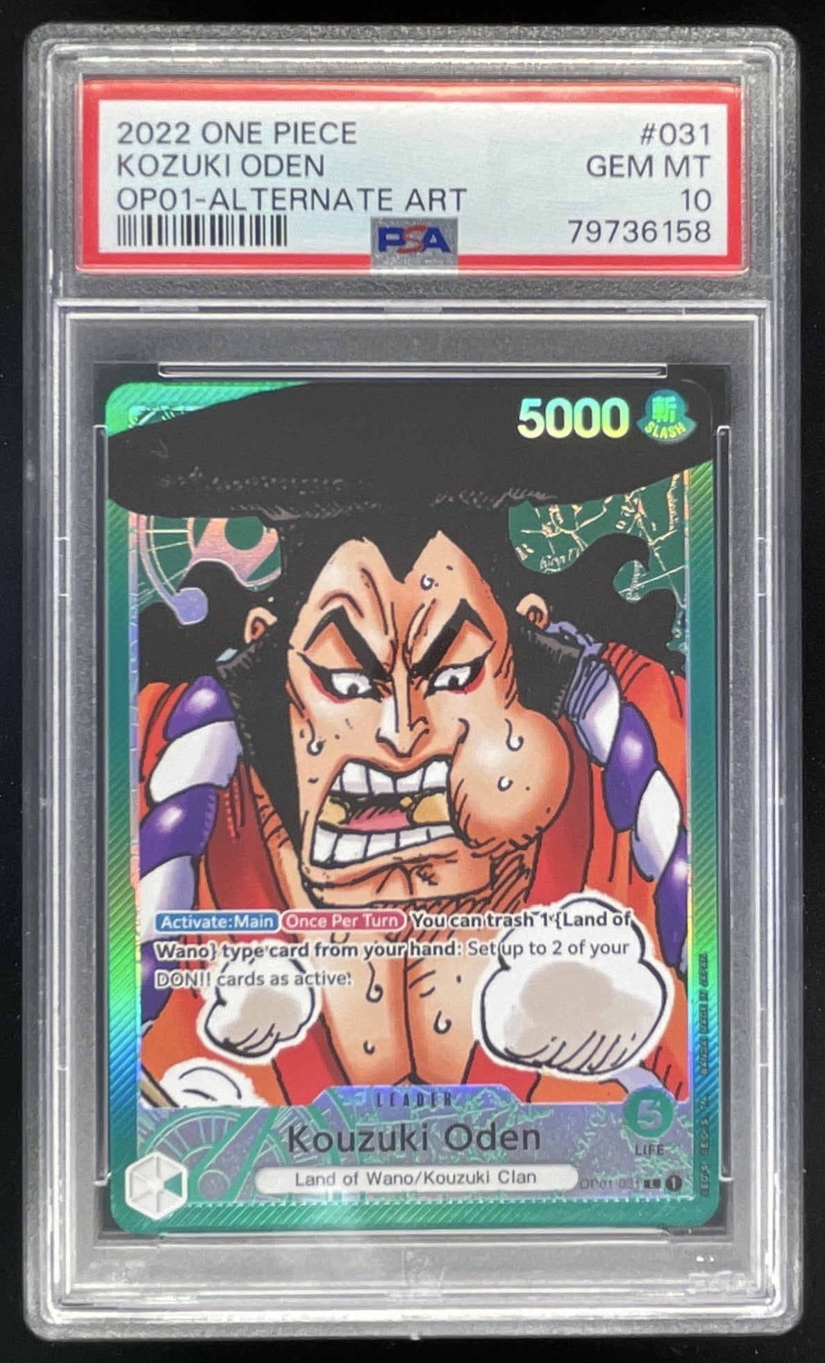 2022 One Piece Romance Dawn Alternate Art #OP01-031 Kouzuki Oden PSA 10