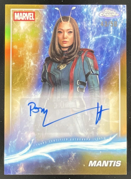 2025 Topps Chrome Marvel Studios Gold #AA-PK Pom Klementieff as Mantis Auto /50
