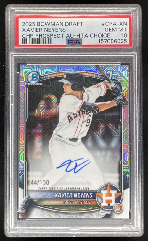 2025 Bowman Draft Chrome Prospect HTA Choice Xavier Neyens RC Auto /150 PSA 10