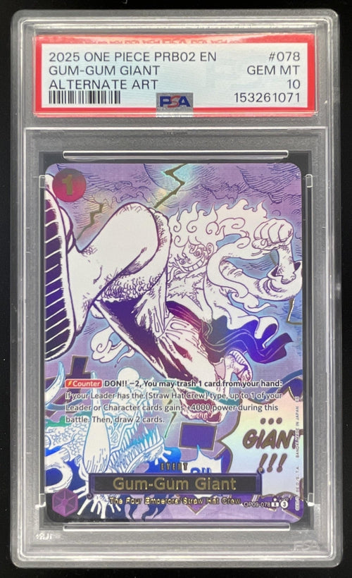 2025 One Piece The Best Vol. 2 Rare Alt Art #OP09-078 Gum-Gum Giant PSA 10