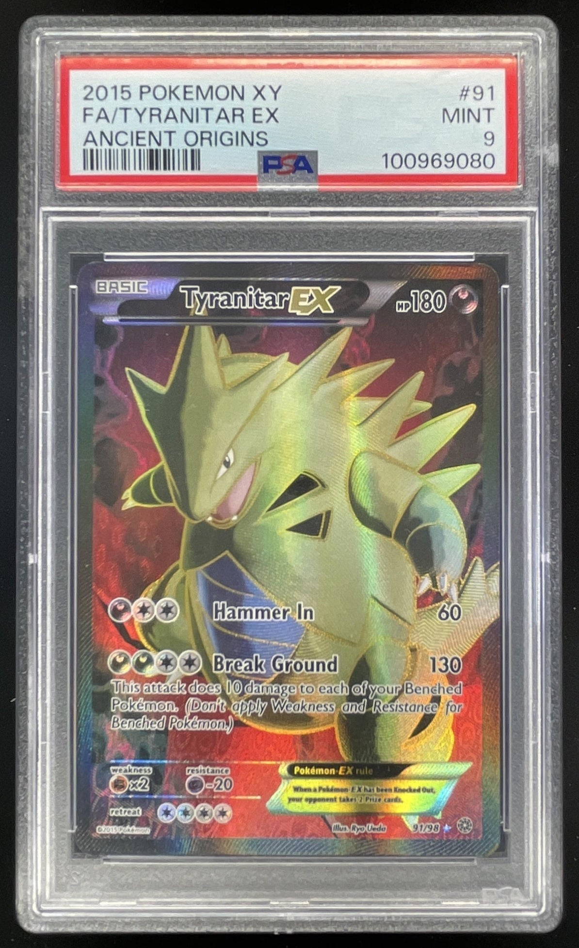 2015 Pokemon XY Ancient Origins #91/98 Tyranitar PSA 9