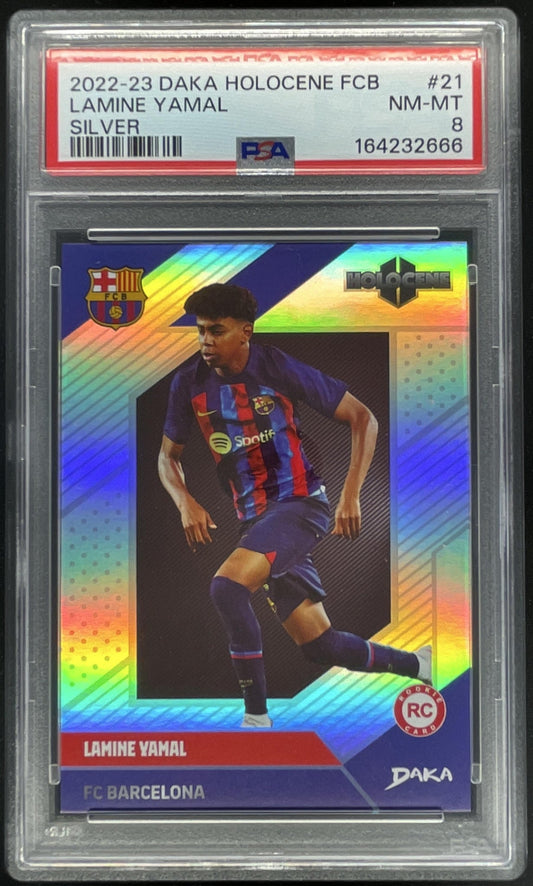 2022-23 Daka Holocene FCB Silver #21 Lamine Yamal PSA 8
