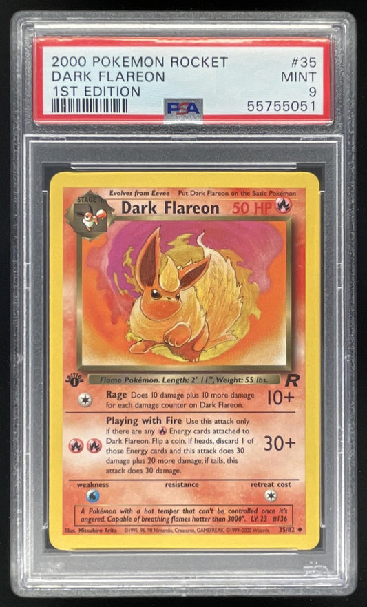 2000 Pokemon Team Rocket First Edition #35/82 Dark Flareon PSA 9