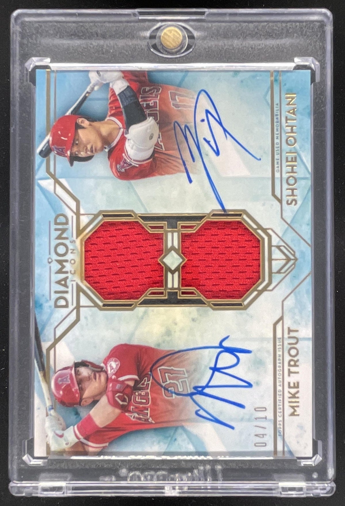 2020 Topps Diamond Icons Dual-Player Relics Shohei Ohtani Mike Trout Auto /10