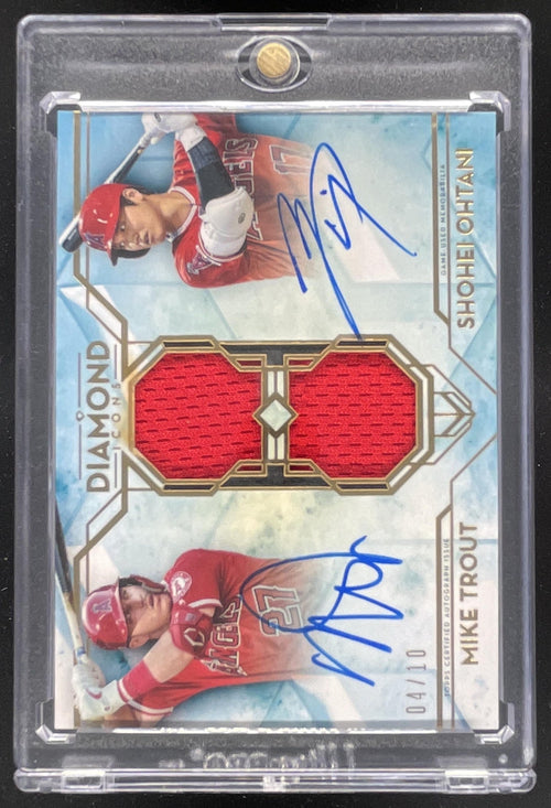 2020 Topps Diamond Icons Dual-Player Relics Shohei Ohtani Mike Trout Auto /10