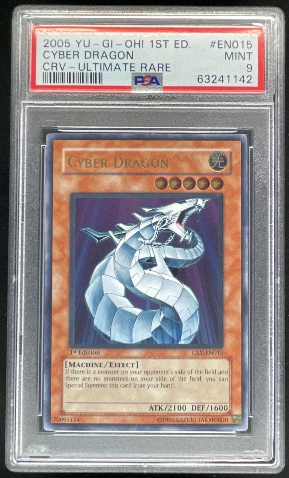 2005 Yu-Gi-Oh! 1st Edition CRV Ultimate Rare #EN015 Cyber Dragon PSA 9